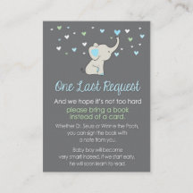 Elephant Book Request Card, Elephant baby shower