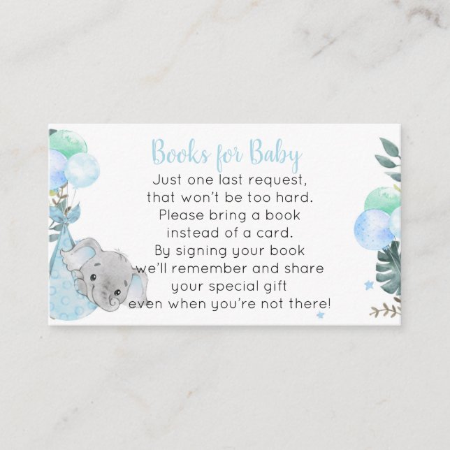 Elephant Books for Baby Boy Cards (Front)