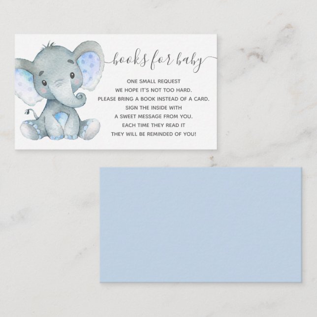 Elephant Books for Baby Enclosure Card Baby Shower (Front/Back)