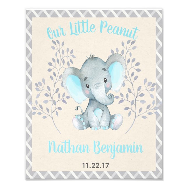 Elephant Boy Baby Nursery Sign (Front)