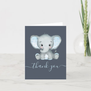 Elephant Boy Baby Shower Folded Thank You Card