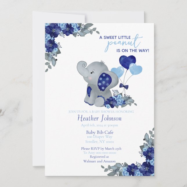 Elephant Boy Baby Shower Invitation (Front)
