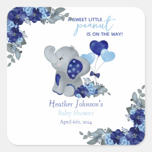 Elephant Boy Baby Shower Square Sticker