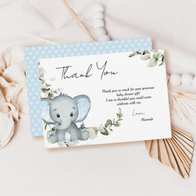 Elephant Boy Baby Shower Thank You Card (Creator Uploaded)