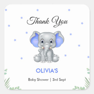 Elephant Boy Baby Shower Thank You Square Sticker