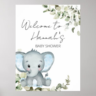 Elephant Boy Baby Shower Welcome Sign