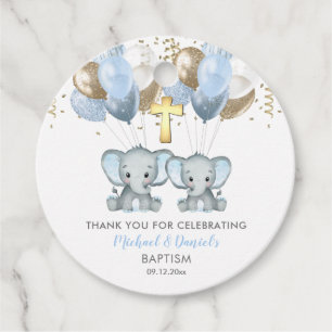 Elephant Boy Balloons Baptism Thank You Gift Tags