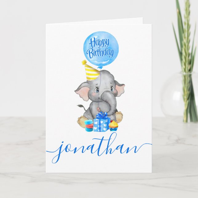 elephant boy birthday card (Front)