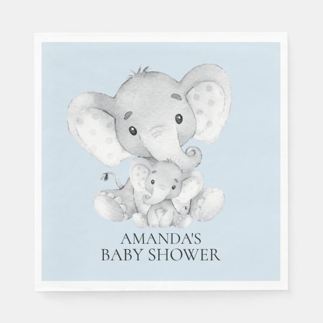 Elephant Boys Baby Shower Paper Napkins (Front)