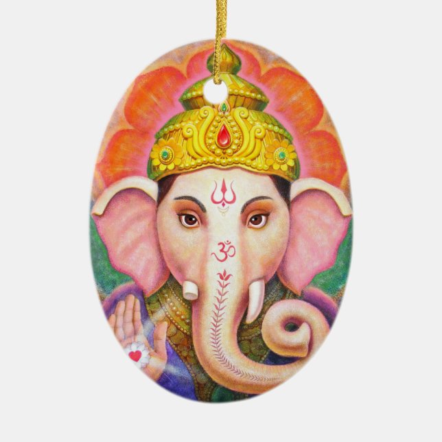 Elephant Buddha Art Ganesha Christmas Ornament (Front)