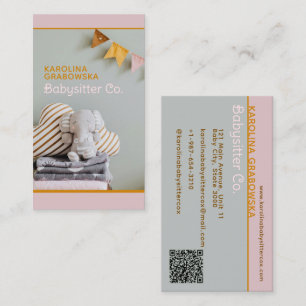 Elephant, Bunting Flag Babysitter Business Card