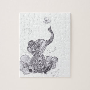 Elephant Butterfly Jigsaw Puzzle