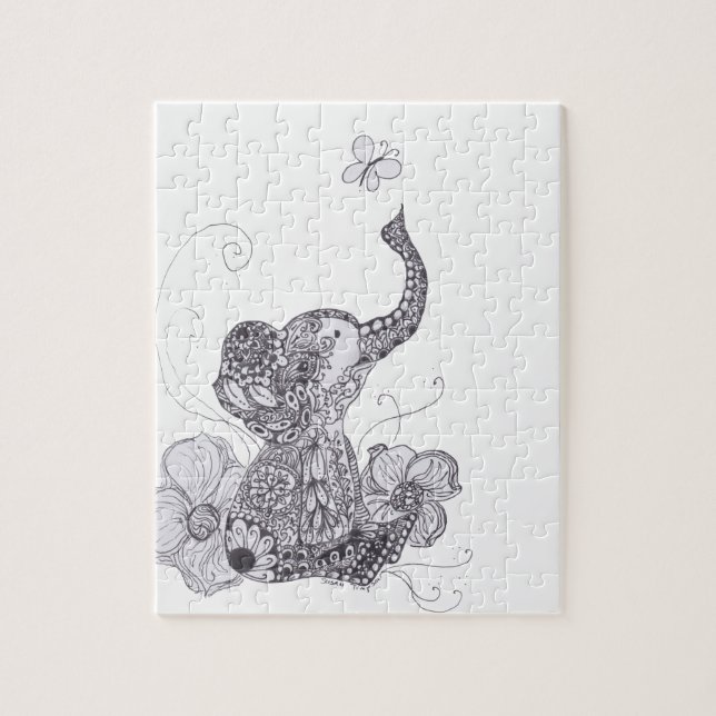 Elephant Butterfly Jigsaw Puzzle (Vertical)