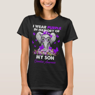 Elephant Butterfly Overdose Awareness I Wear Purpl T-Shirt