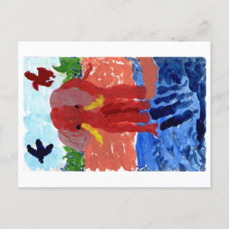 Elephant by the river postcard
