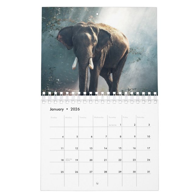 Elephant Calendar (Jan 2026)