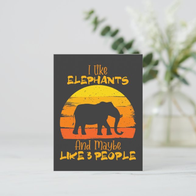 Elephant Cards, Cute Elephant Card, Vintage Postcard (Standing Front)