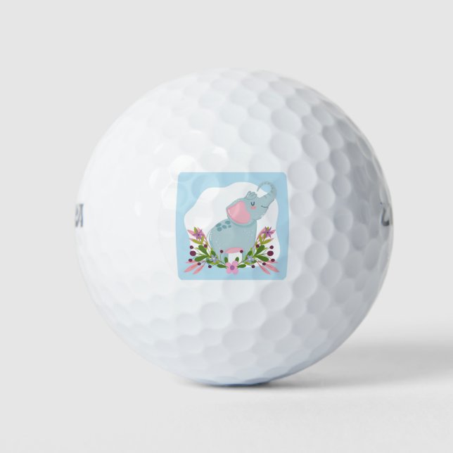 Elephant Cartoon Design Golf Balls (Front)