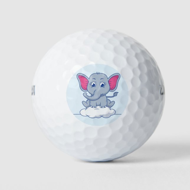 Elephant Cartoon Design Golf Balls (Front)