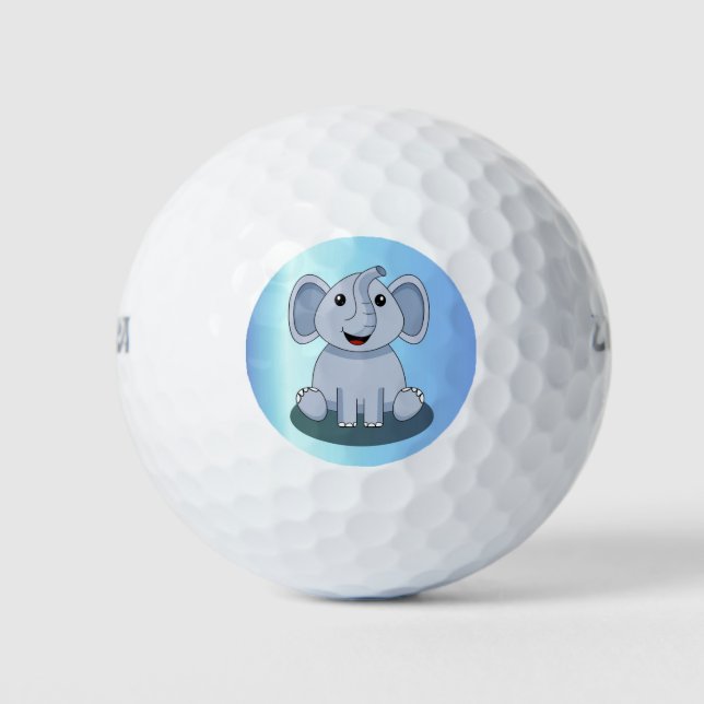 Elephant Cartoon Design Golf Balls (Front)