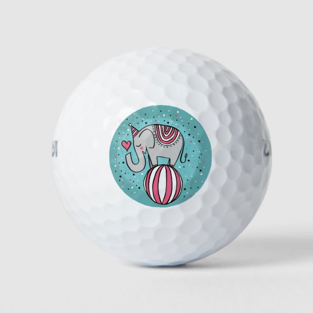 Elephant Cartoon Design Golf Balls (Front)