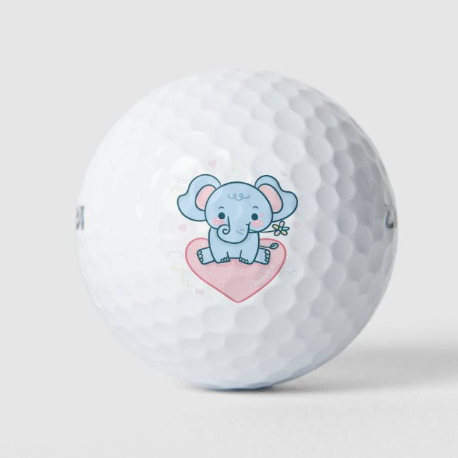 Elephant Cartoon Design Golf Balls (Front)