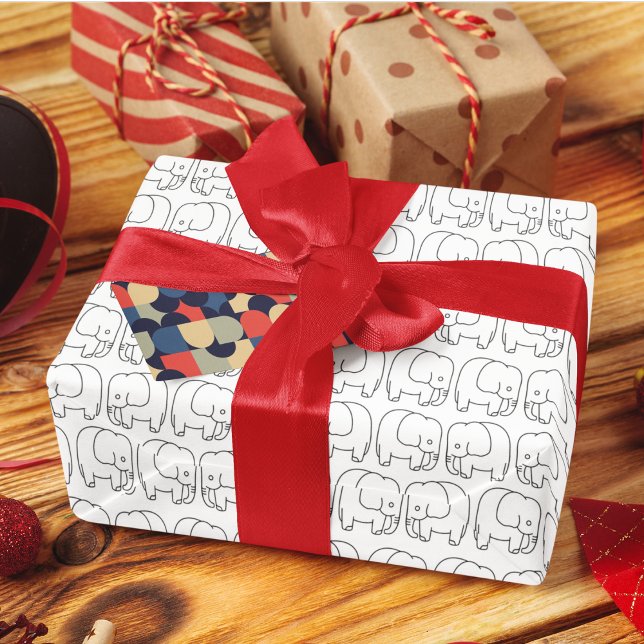 Elephant Cartoon Wrapping Paper (elephant drawing birthday packing gift wrap,gift wrapping paper,return gift wrap paper,paper gift)