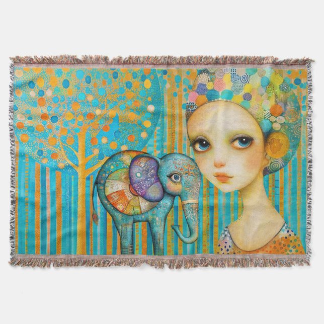 Elephant Charm Throw Blanket (Front)