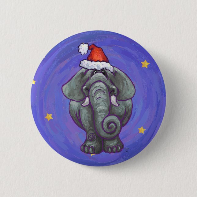 Elephant Christmas 6 Cm Round Badge (Front)