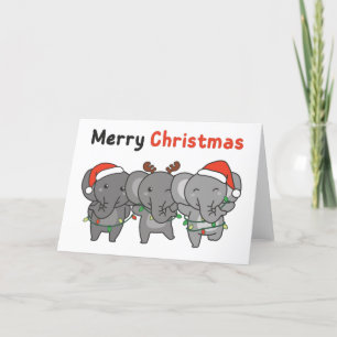 Elephant Christmas Animals Elephants Merry Holiday Card