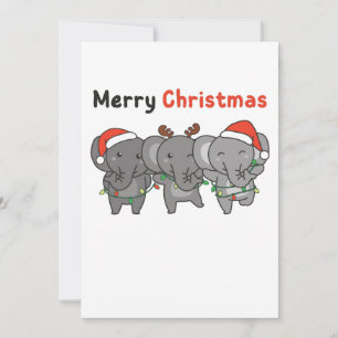 Elephant Christmas Animals Elephants Merry Holiday Card