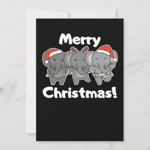 Elephant Christmas Animals Elephants Merry Holiday Card