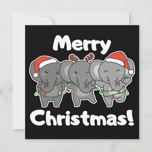 Elephant Christmas Animals Elephants Merry Invitat Invitation (Front)