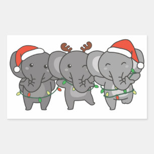 Elephant Christmas Christmas Animals Cute Square S Rectangular Sticker