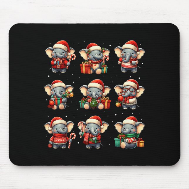 Elephant Christmas Funny Elephant Lover Pajama Men Mouse Mat (Front)