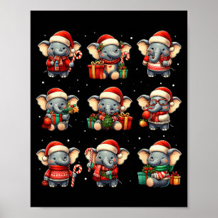 Elephant Christmas Funny Elephant Lover Pajama Men Poster