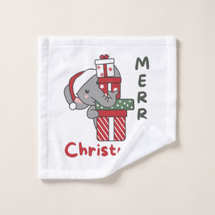 Elephant Christmas Gift Winter Animals Elephant Wash Cloth
