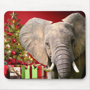 Elephant Christmas Greetings Mouse Mat