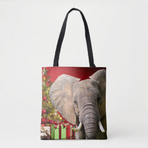 Elephant Christmas Greetings Tote Bag