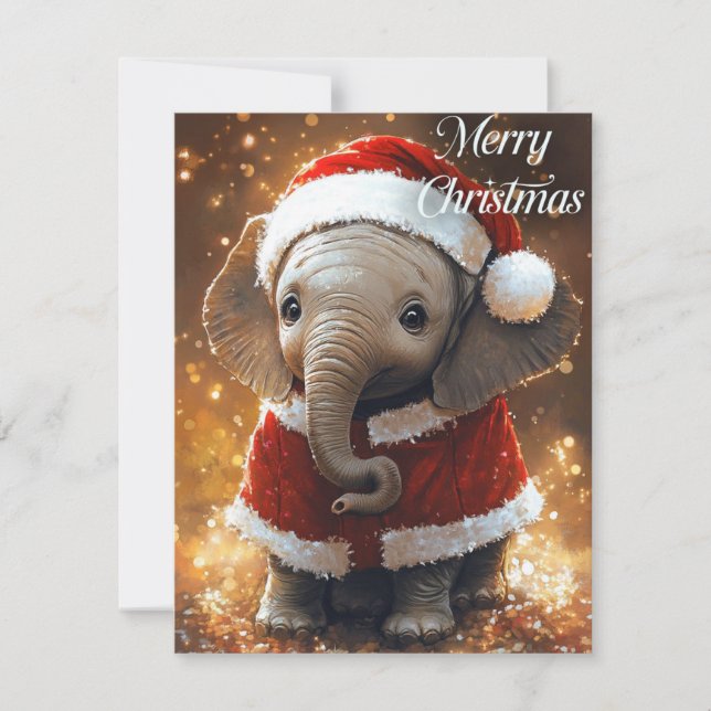 Elephant Christmas Holiday Card (Front)