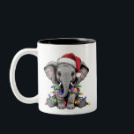 Elephant Christmas Lights Xmas Holiday Wild Animal Two-Tone Coffee Mug<br><div class="desc">Elephant Christmas Lights Xmas Holiday Wild Animals Holiday</div>