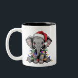 Elephant Christmas Lights Xmas Holiday Wild Animal Two-Tone Coffee Mug<br><div class="desc">Elephant Christmas Lights Xmas Holiday Wild Animals Holiday</div>