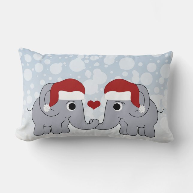 Elephant Christmas Lumbar Cushion (Front)