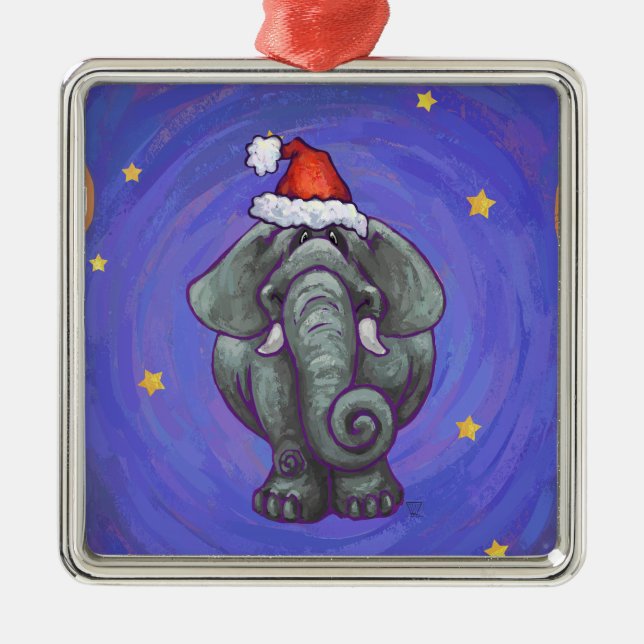 Elephant Christmas Metal Tree Decoration (Front)