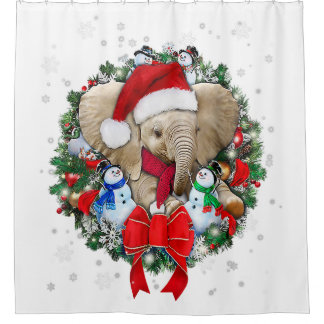 elephant christmas ornament decoration  shower curtain