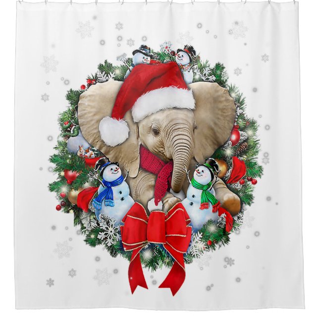elephant christmas ornament decoration  shower curtain (Front)
