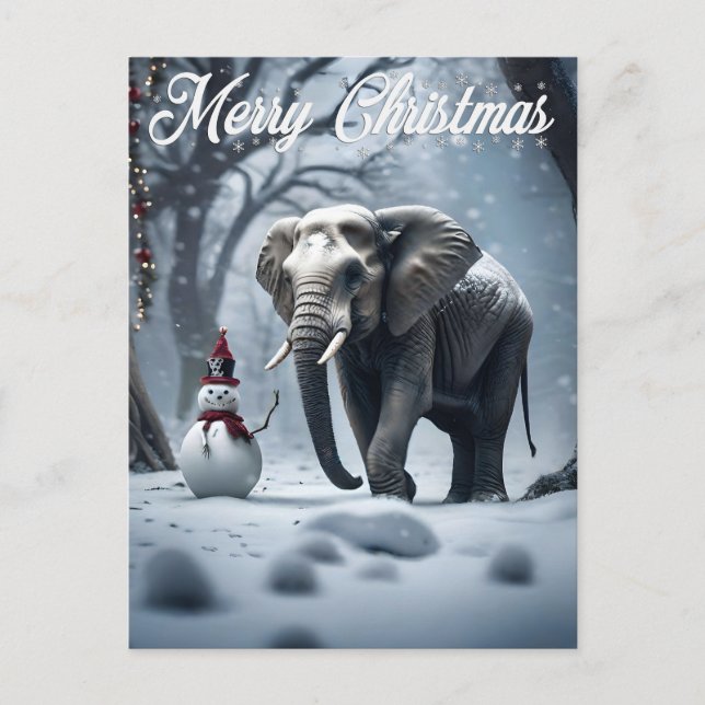 Elephant Christmas Postcard (Front)
