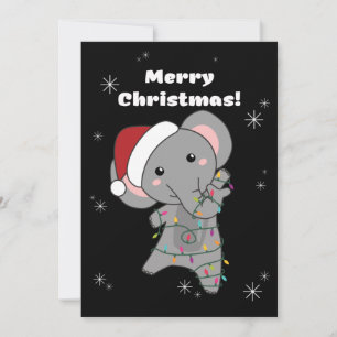 Elephant Christmas Snow Winter Animals Elephants Holiday Card