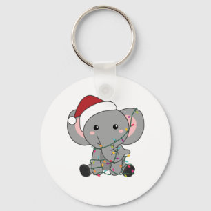 Elephant Christmas Snow Winter Animals Elephants Key Ring