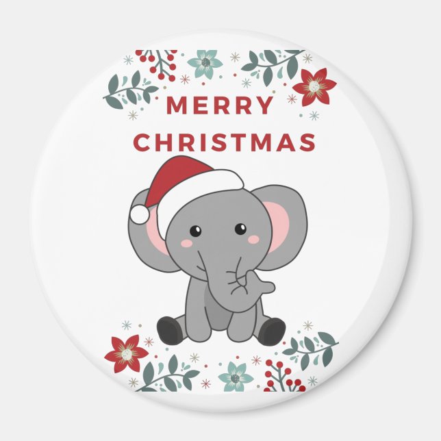 Elephant Christmas Snow Winter Animals Elephants Magnet (Front)